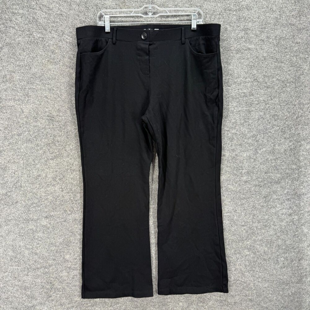Tapata Dress Pants Women 2XL Black High Rise Flat Front Rayon Pockets Straight